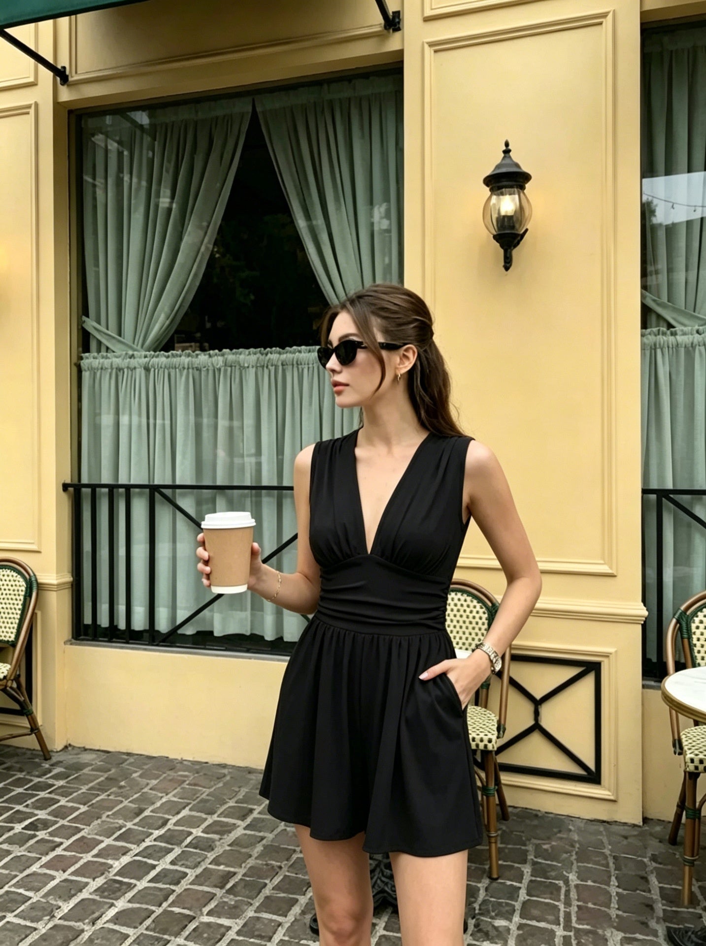 Deep V - Neck Wide - Leg Jumpsuit - aarohi