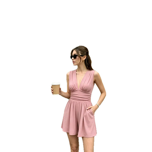 Deep V - Neck Wide - Leg Jumpsuit - aarohi