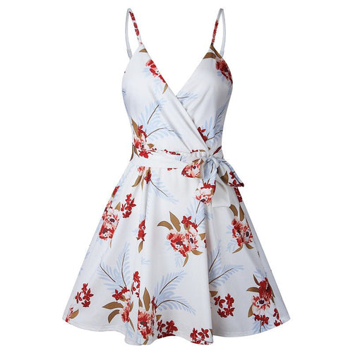 Floral Print Sling Backless Mini Dress - aarohi