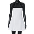 Halter Off - Shoulder Contrast Mini Dress - aarohi