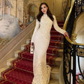 Ivory Lace Embroidered Maxi Gown - aarohi