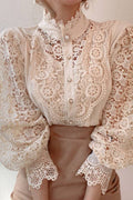 Lace Stand - Up Collar Long Sleeve Blouse - aarohi