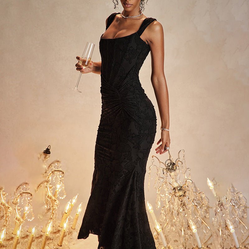 Mozision Off - Shoulder Backless Evening Dress - aarohi