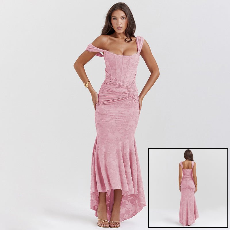 Mozision Off - Shoulder Backless Evening Dress - aarohi