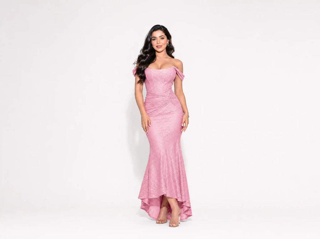 Mozision Off - Shoulder Backless Evening Dress - aarohi