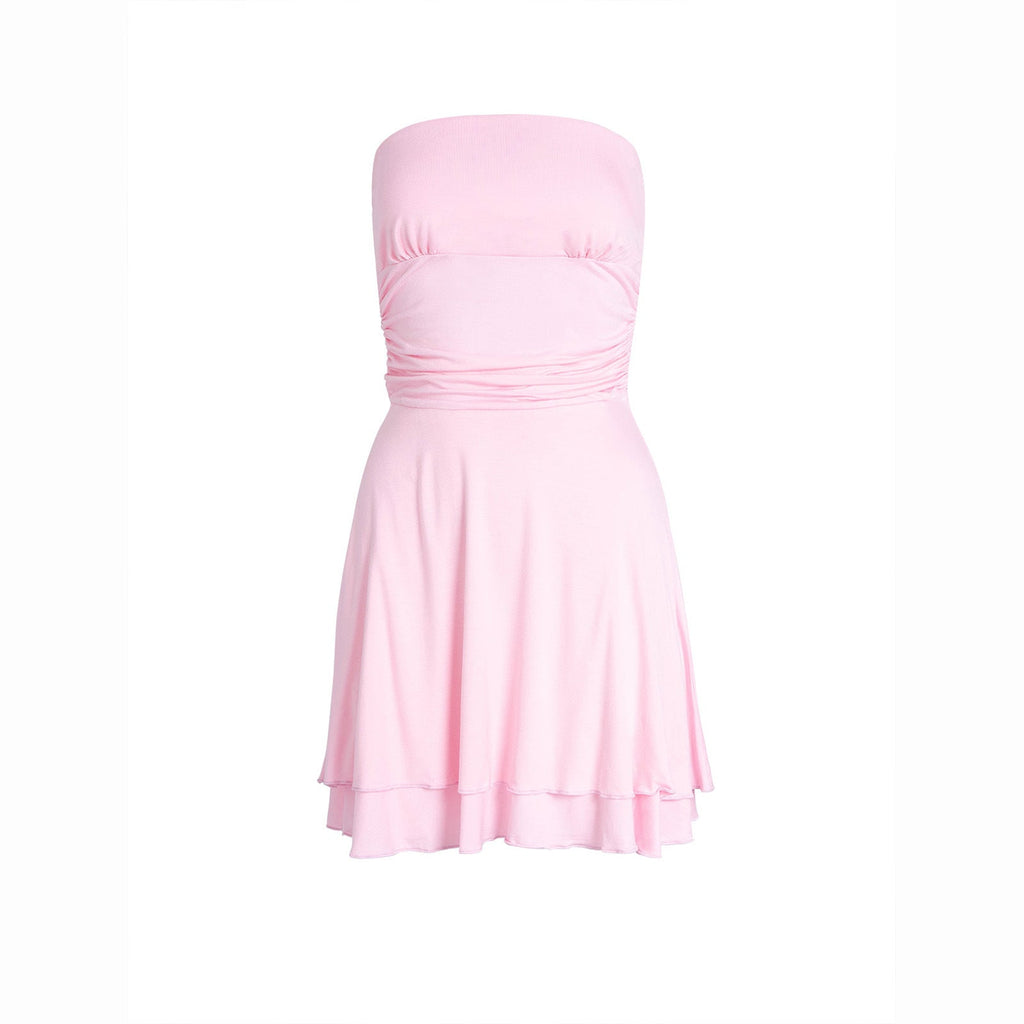 Pleated Tube Top Mini Dress - aarohi
