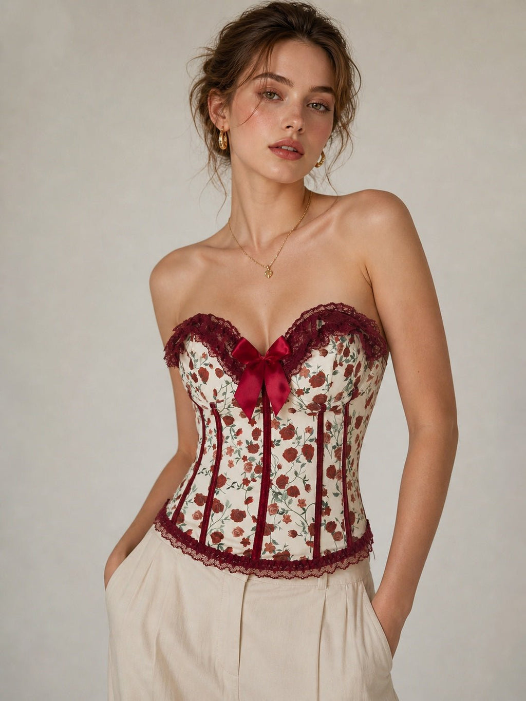 Retro Floral Corset Bouquet Top - aarohi