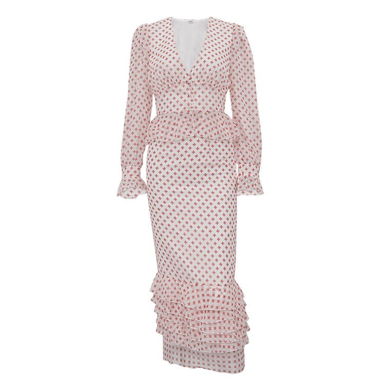 Romantic Cross - Print Two - Piece Peplum Set - aarohi