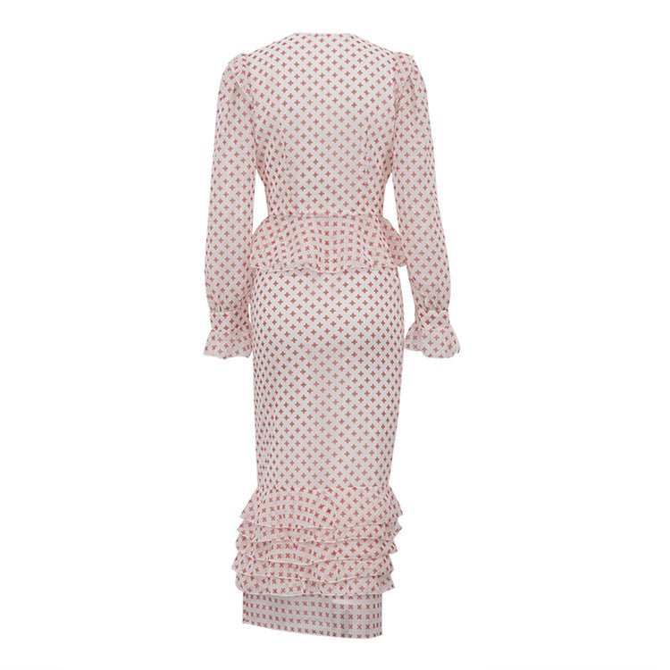 Romantic Cross - Print Two - Piece Peplum Set - aarohi