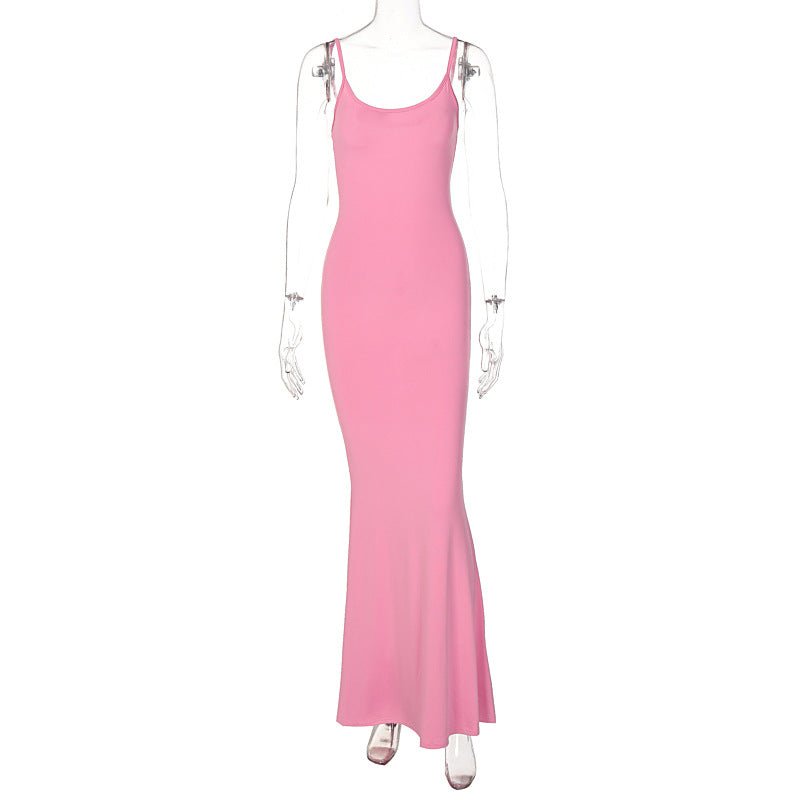 Satin Spaghetti Strap Bodycon Maxi Dress - aarohi
