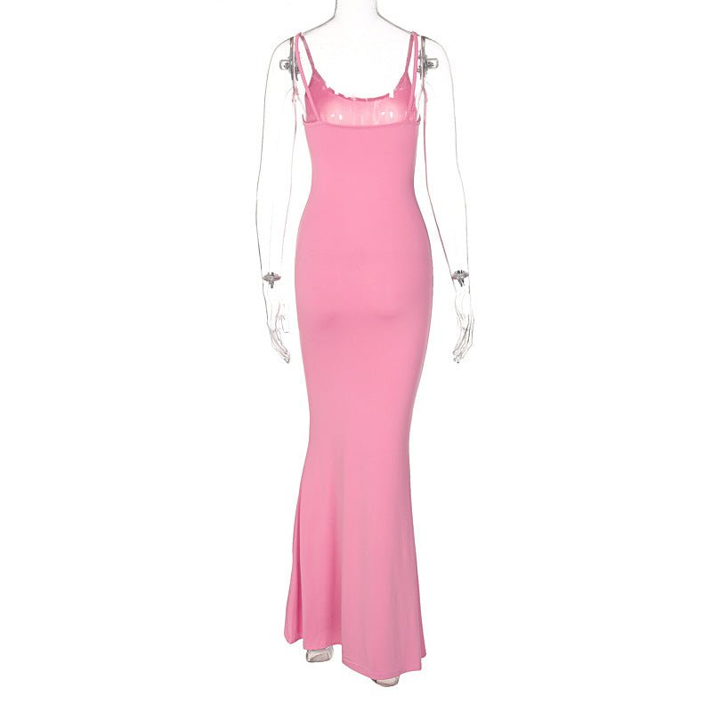 Satin Spaghetti Strap Bodycon Maxi Dress - aarohi