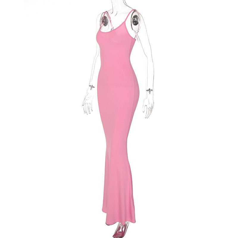 Satin Spaghetti Strap Bodycon Maxi Dress - aarohi