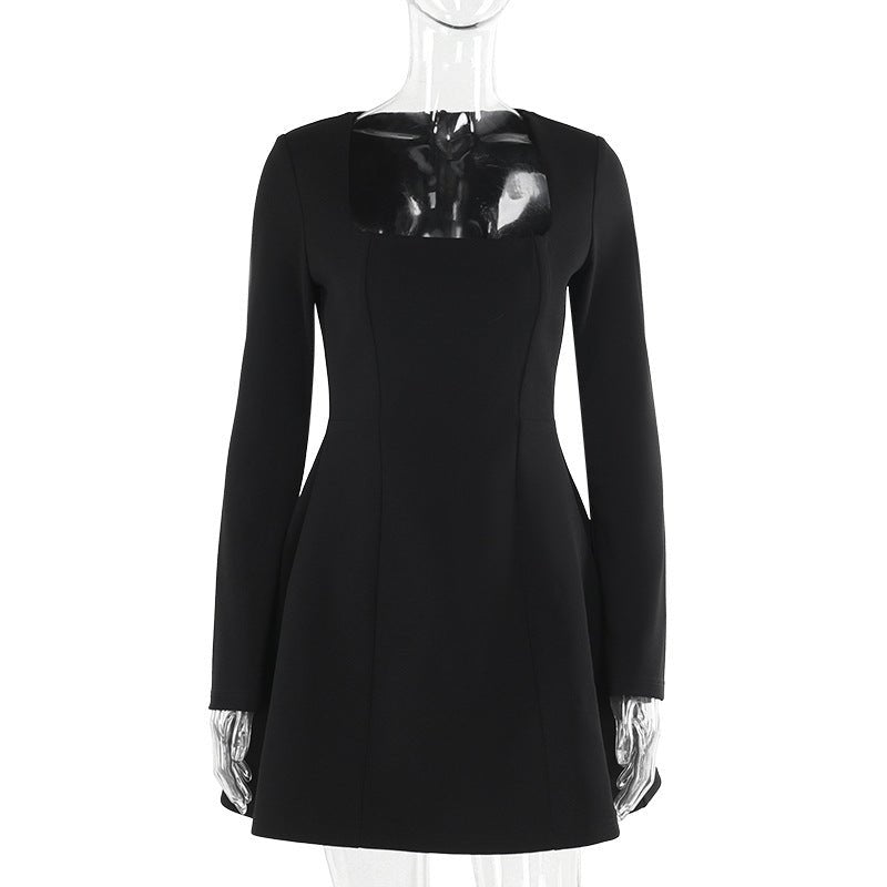 Square Neck Bodycon Long Sleeve Midi Dress - aarohi