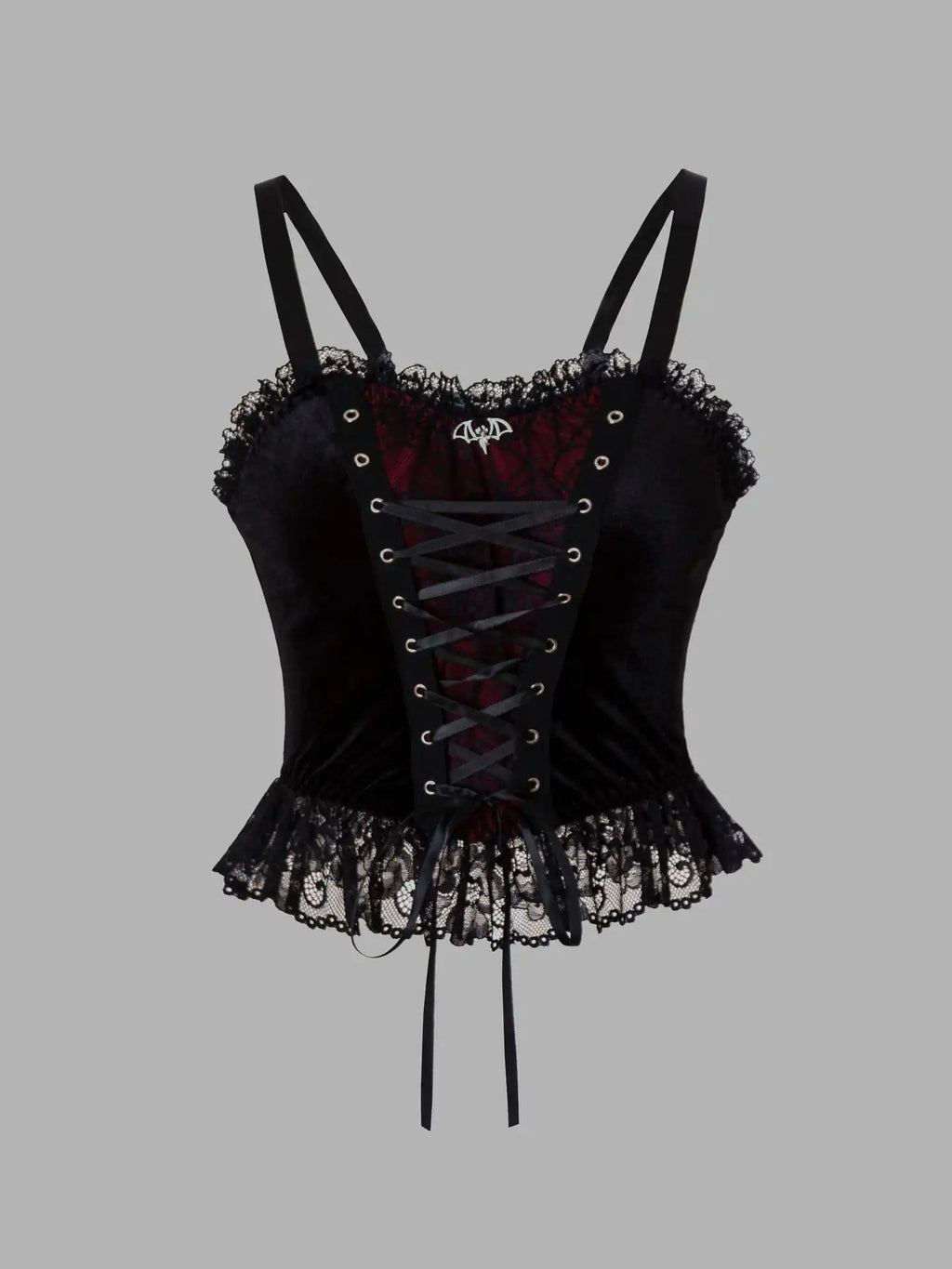 Velvet Lace-Up Corset Camisole - aarohi