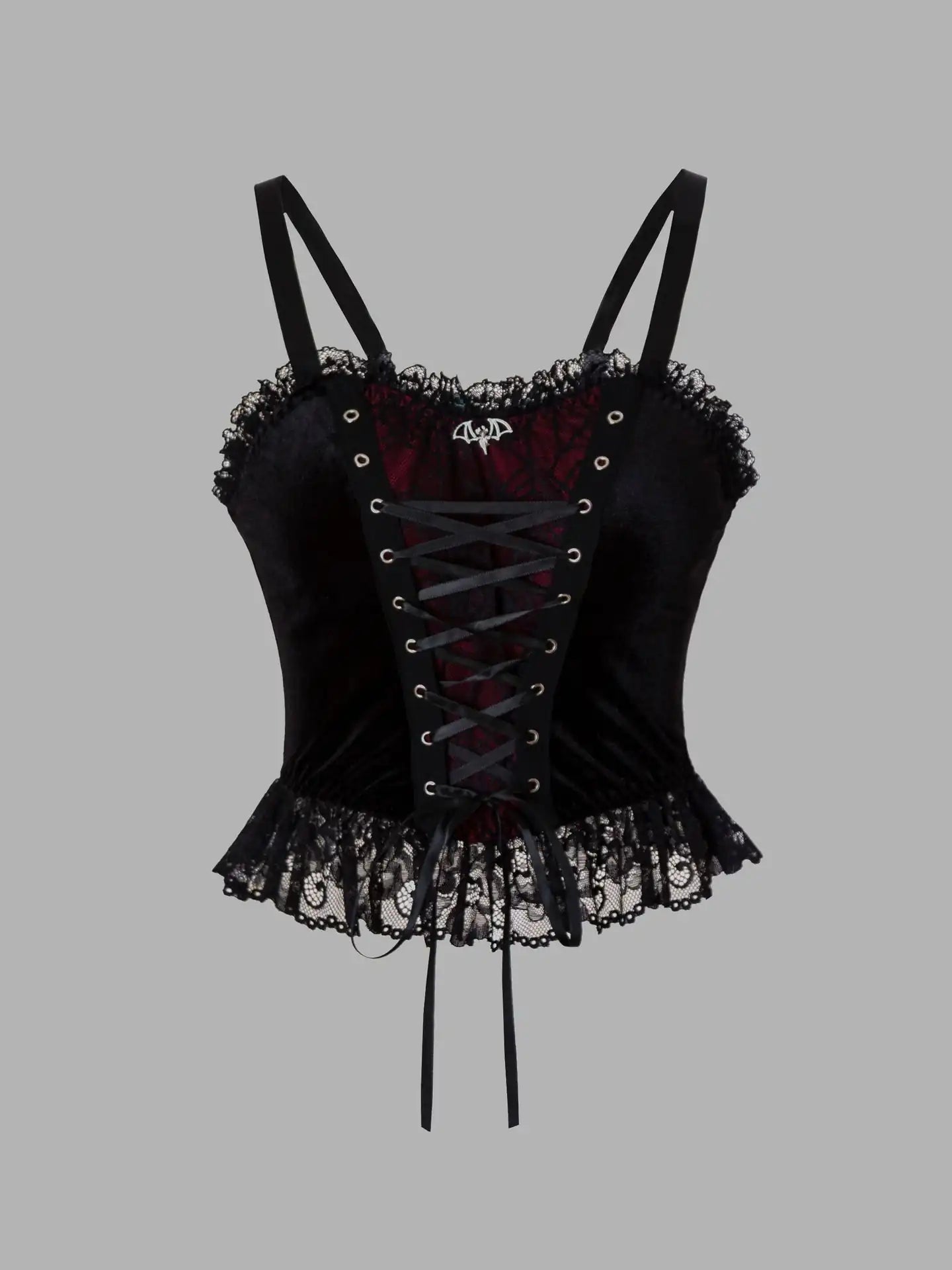Velvet Lace-Up Corset Camisole - aarohi