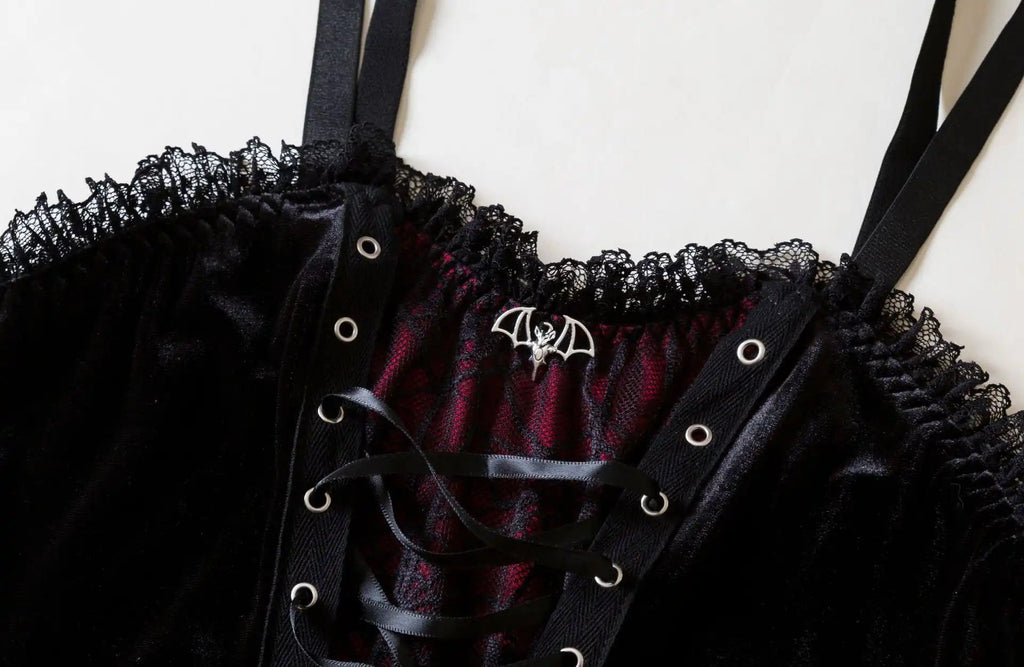 Velvet Lace-Up Corset Camisole - aarohi