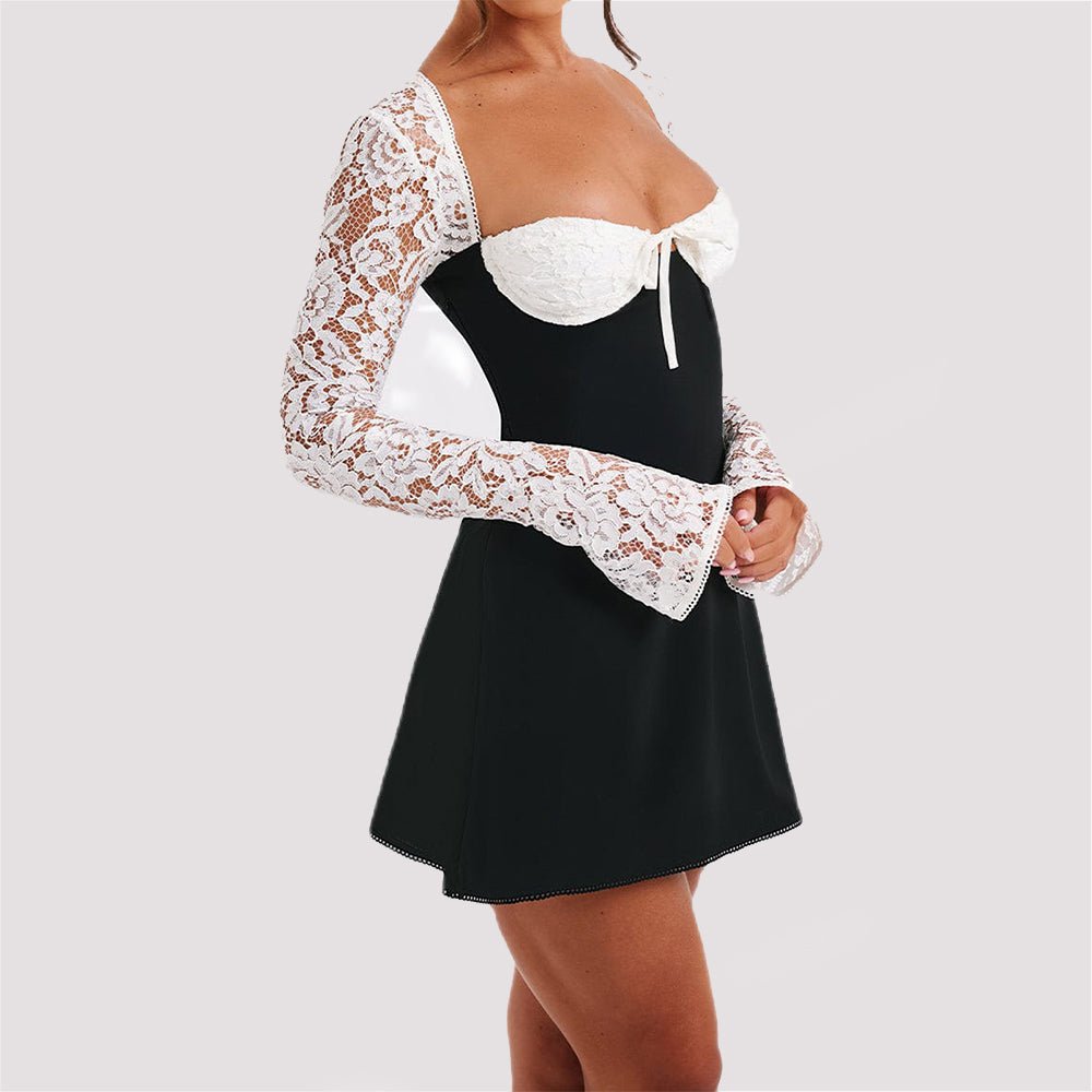 Y2K Lace Corset Backless Mini Dress - aarohi
