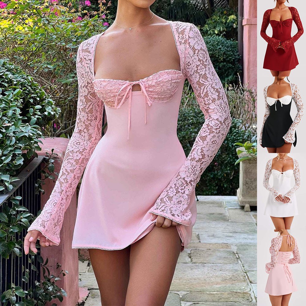 Y2K Lace Corset Backless Mini Dress - aarohi