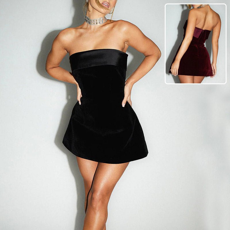 Zip - Back Tube Top Party Mini Dress - aarohi